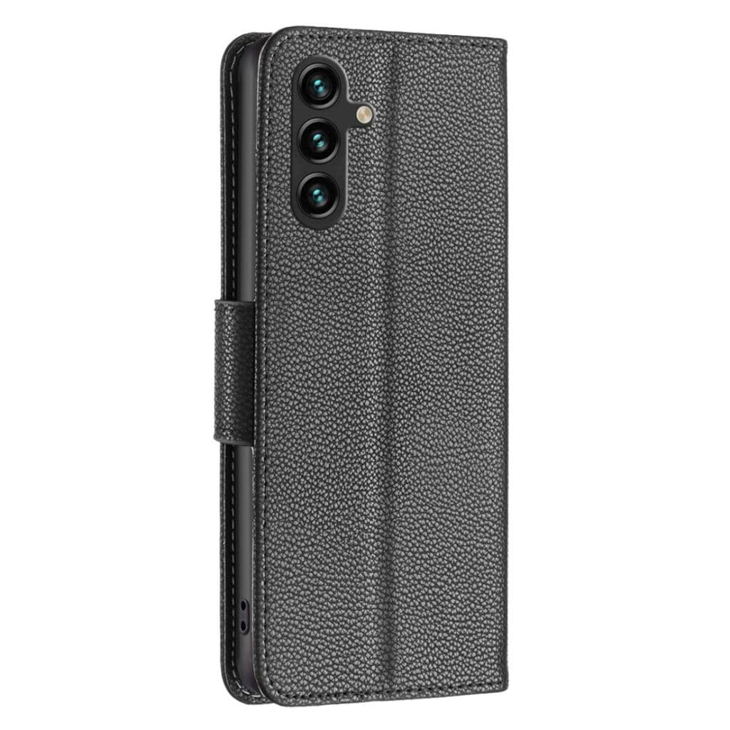 Samsung Galaxy A35 5G Fodral Litchi Texture Stand Plånbok Telefonskal - Svart