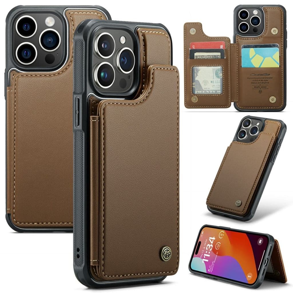 CASEME iPhone 16 Pro Plånboksskal RFID-blockerande – Brun
