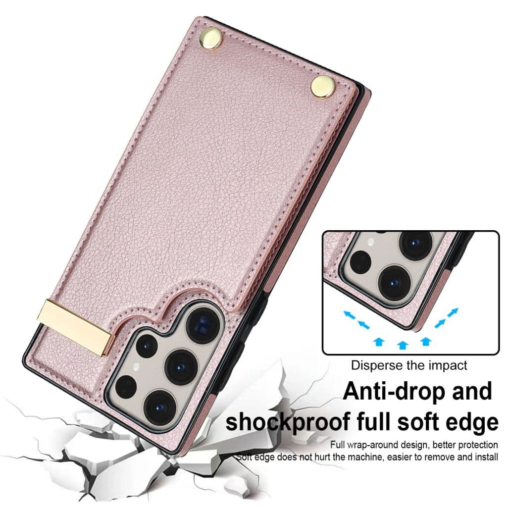 Samsung Galaxy S23 Ultra Skal med korthållare - Roséguld