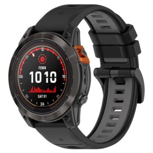 Garmin Fenix 7S/7S Pro/6S etc. Tvåfärgat klockarmband i silikon - Svart/Grå