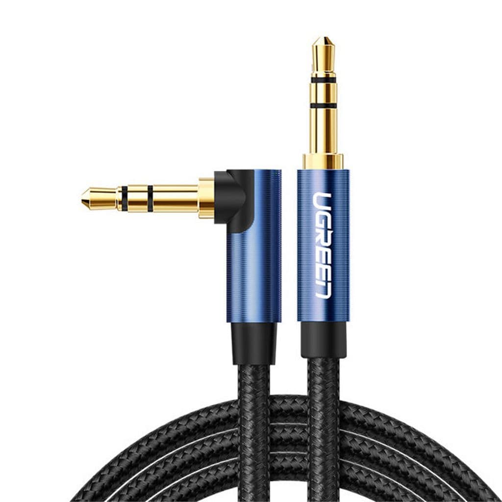 Ugreen AUX Kabel, Vinklad, 3.5mm, 1m - Blå