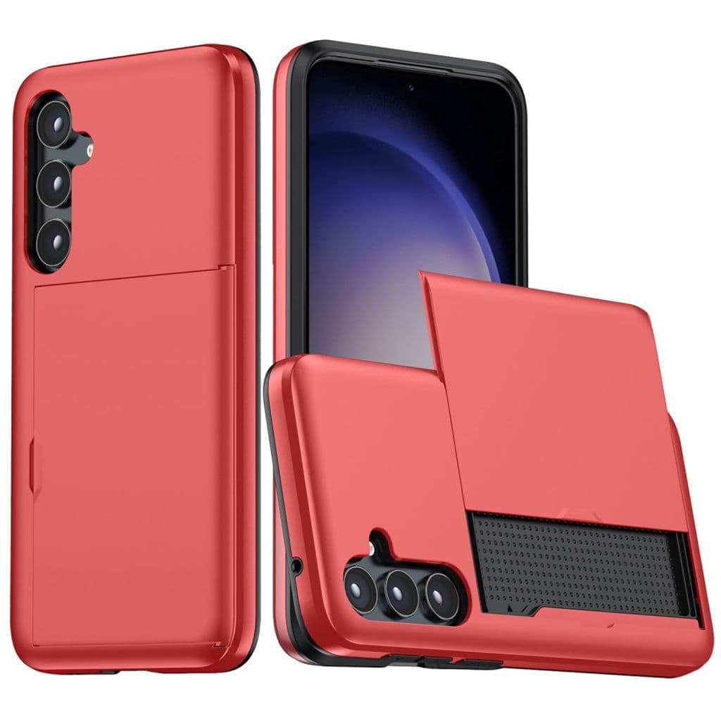 Samsung Galaxy S24 Plus Skal med glidkortshållare - Röd