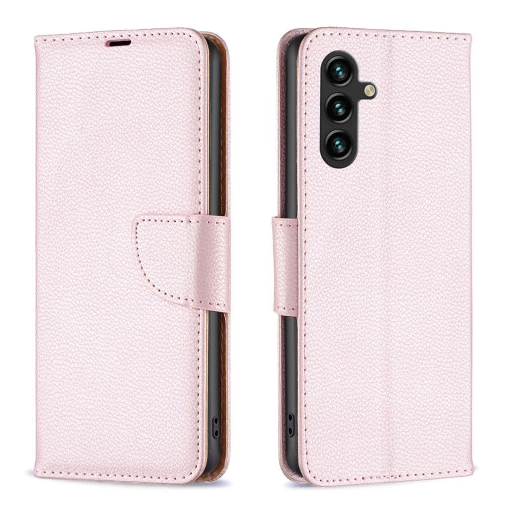 Samsung Galaxy A35 5G Fodral Litchi Texture Stand Plånboksfodral - Rose Gold