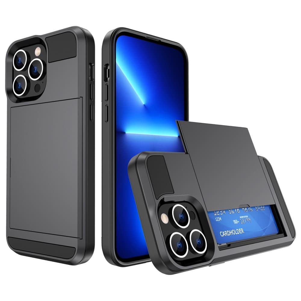 iPhone 14 Pro Skal med Kortfack - Grå