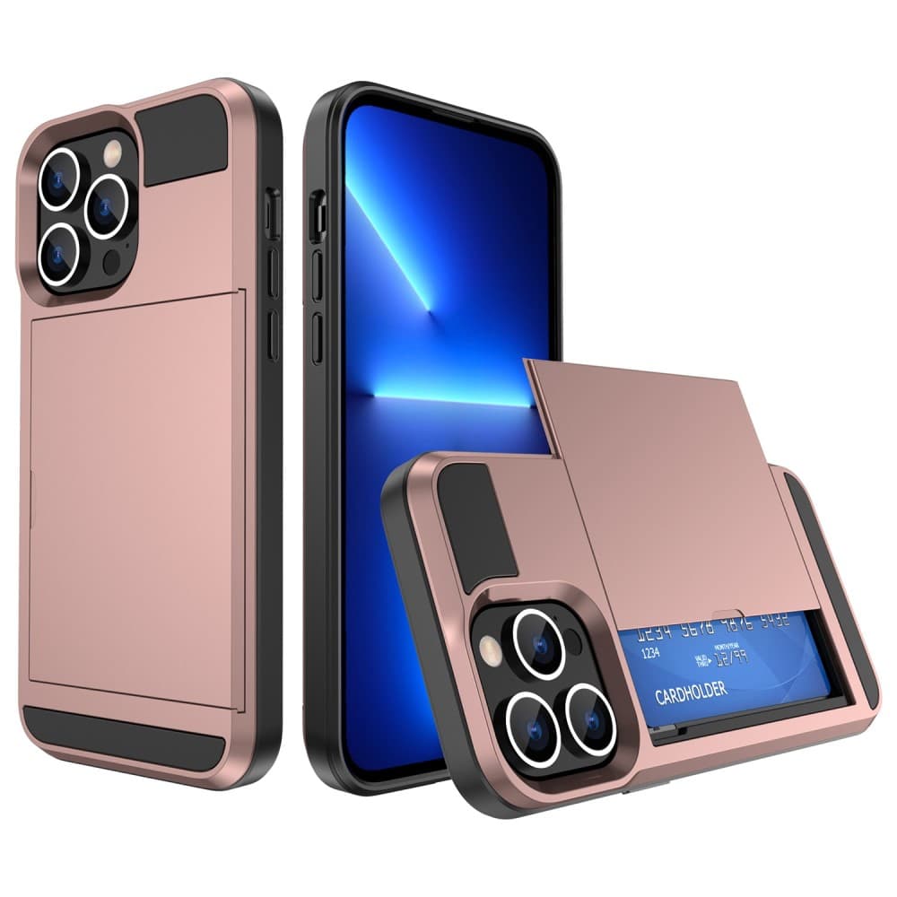 iPhone 14 Plus Skal med kortfack - Roséguld