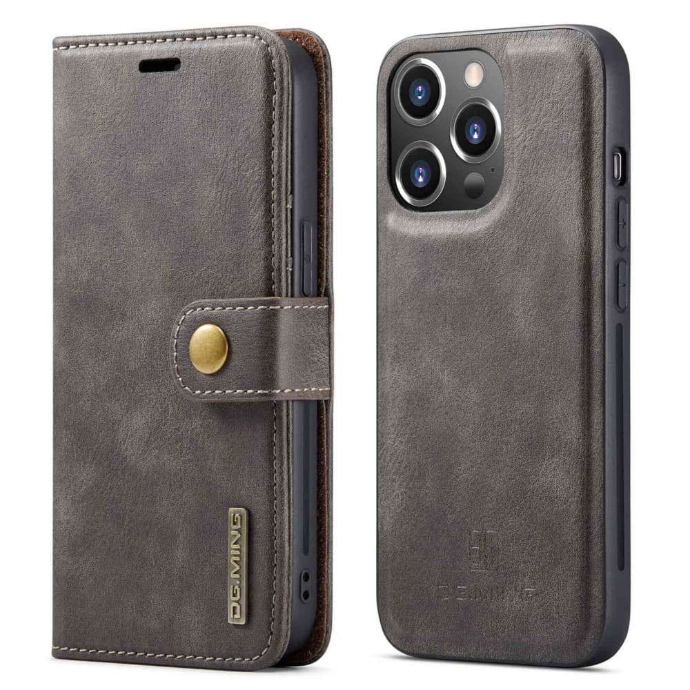 DG.MING Premium Plånboksfodral för iPhone 14 Pro - Grå