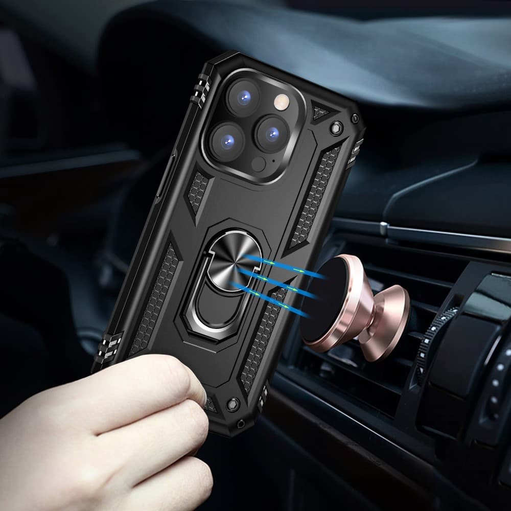 iPhone 14 Pro Max Rotary Kickstand Skal - Svart