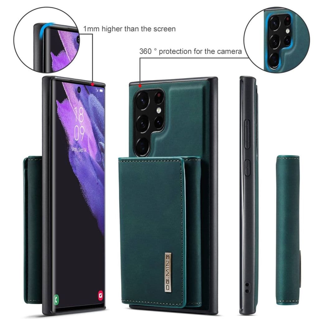 DG.MING M1 2in1 Samsung Galaxy S23 Ultra skal med en plånbok - Grönt