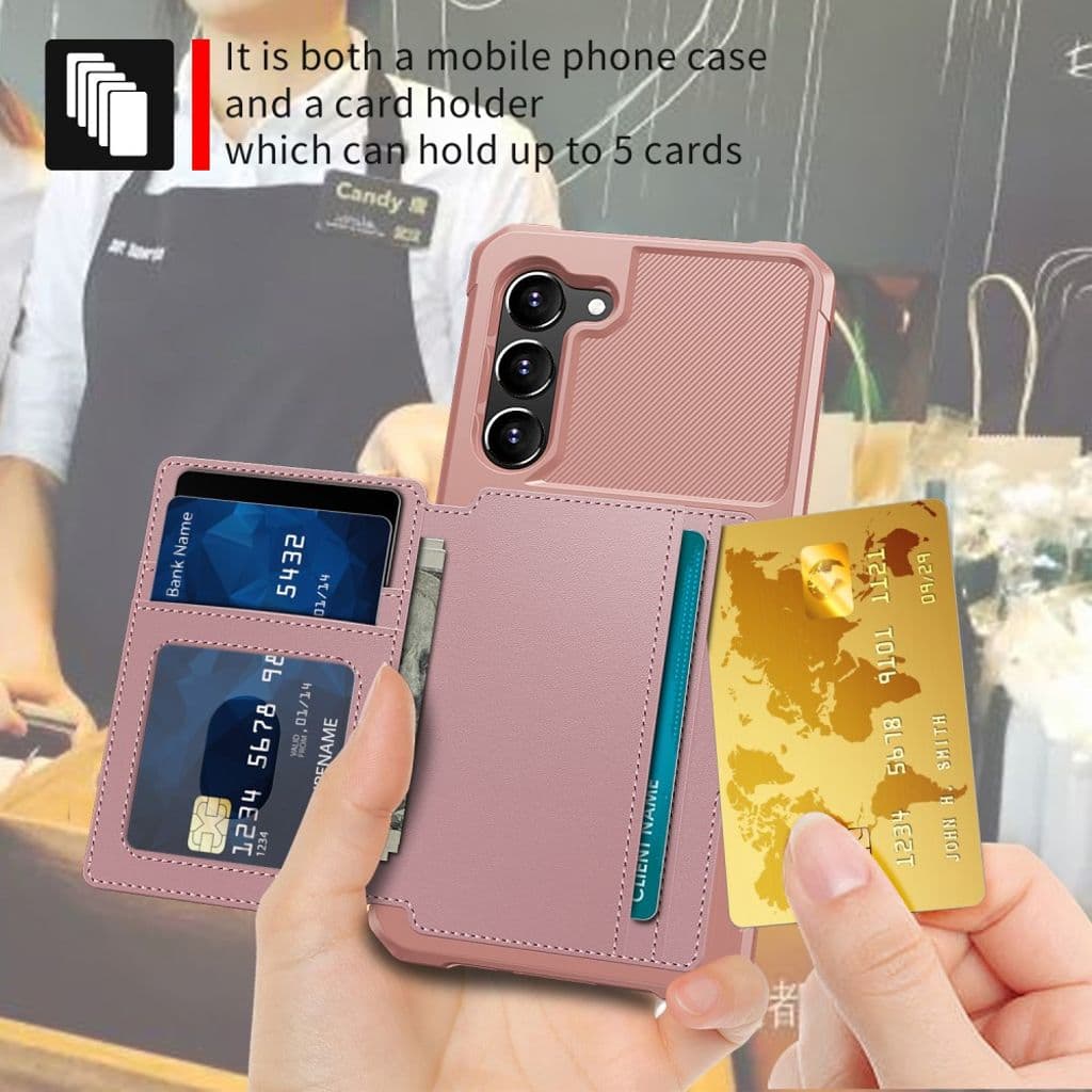 ZM03 Samsung Galaxy S23 Plus skal med en plånbok - Rosa