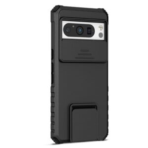 Google Pixel 8 Pro skal med ett kameraskydd och stativ - Svart