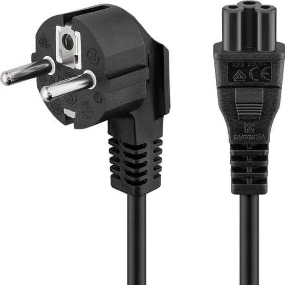 Goobay Strömkabel Vinklad 90° C5 1,8 m - Svart