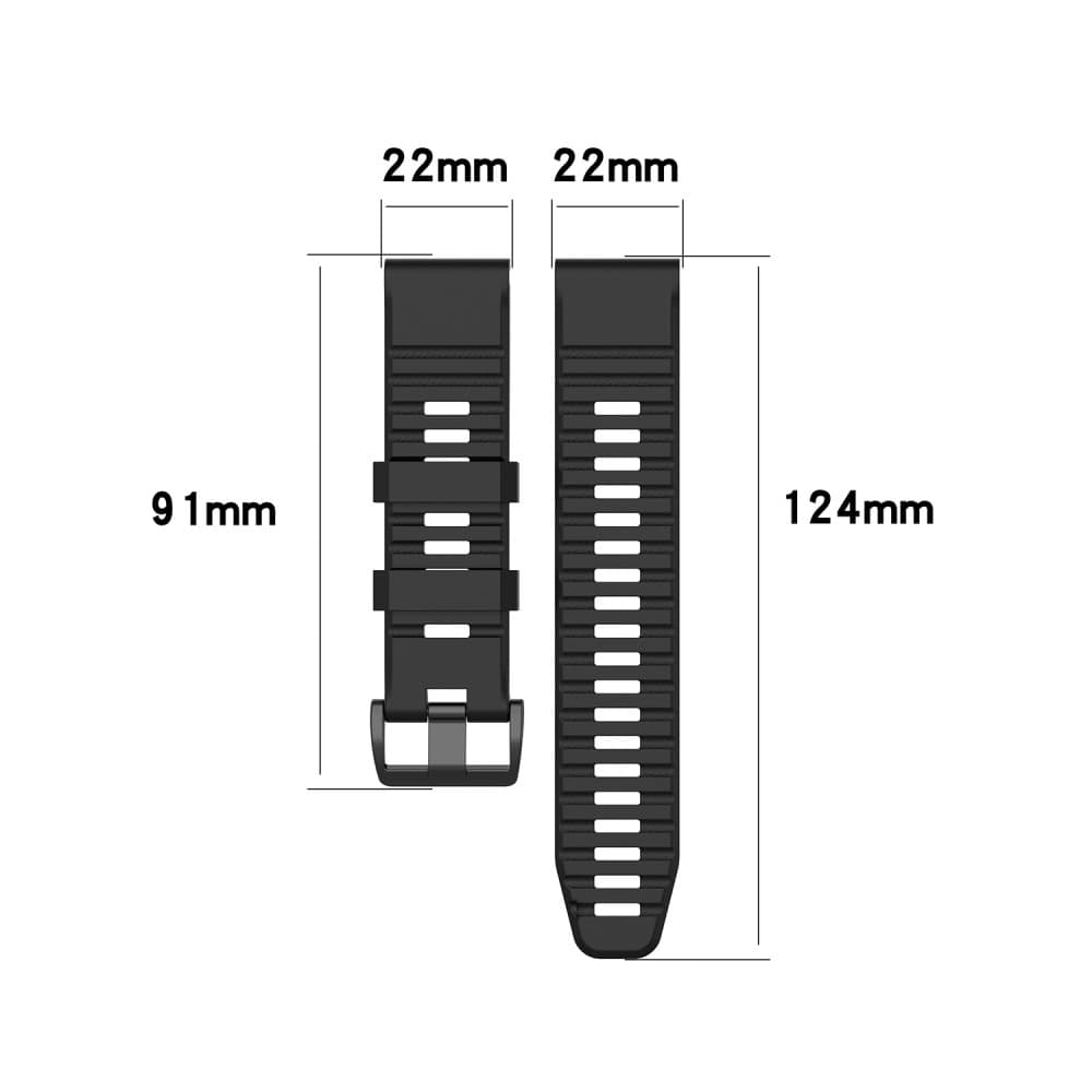 Garmin Fenix 6/6 Pro/5/5 Plus/Approach S62 etc. Klockarmband i silikon - Svart