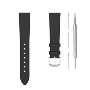 Läderarmband 20mm för Galaxy Watch 4 40mm m.fl. - Svart