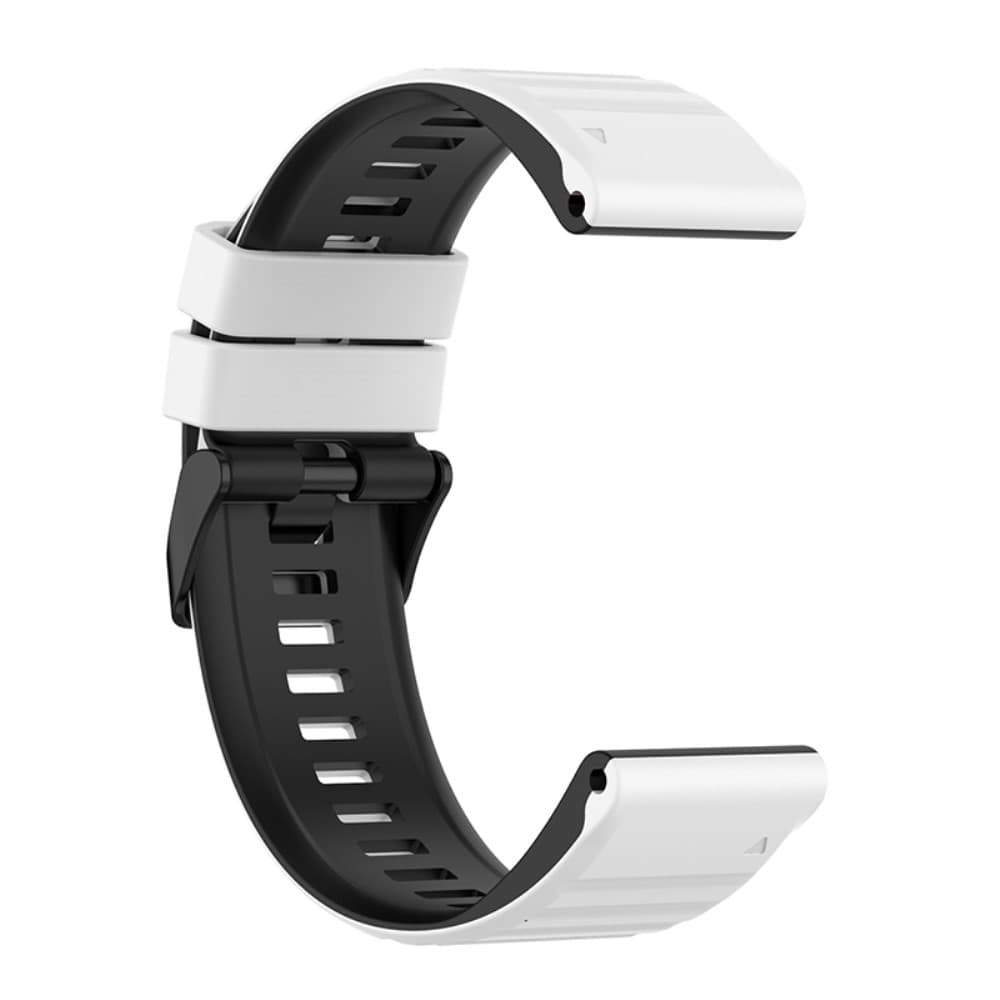 Garmin Fenix 7X/6X/6X Pro etc. Tvåfärgat klockarmband i silikon - Vit/Svart