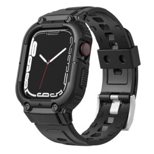 Apple Watch 42/44/46/49mm Klockarmband Silikon med Skal - Svart