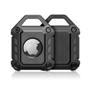 Stöttåligt Apple AirTag skal med en nyckelring - Svart