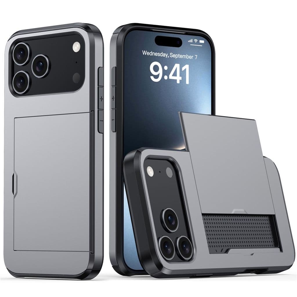 iPhone 17 Pro Max Skal med kortfack - Grå
