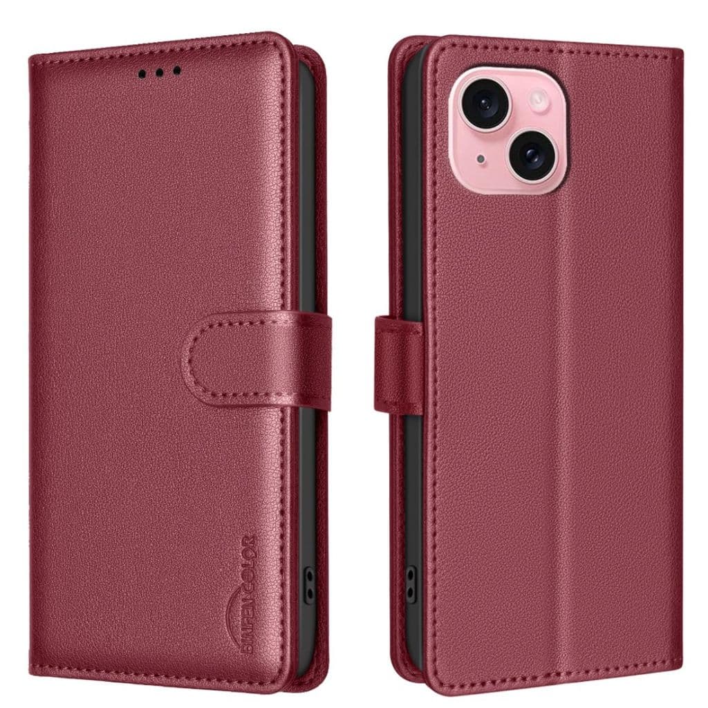 BINFEN COLOR iPhone 13/14 Plånboksfodral RFID-blockerande – Röd