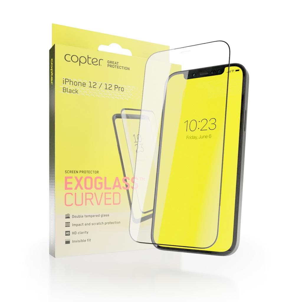 Copter Exoglass Curved Frame för iPhone 12 Pro & iPhone 12 6.1" - Svart