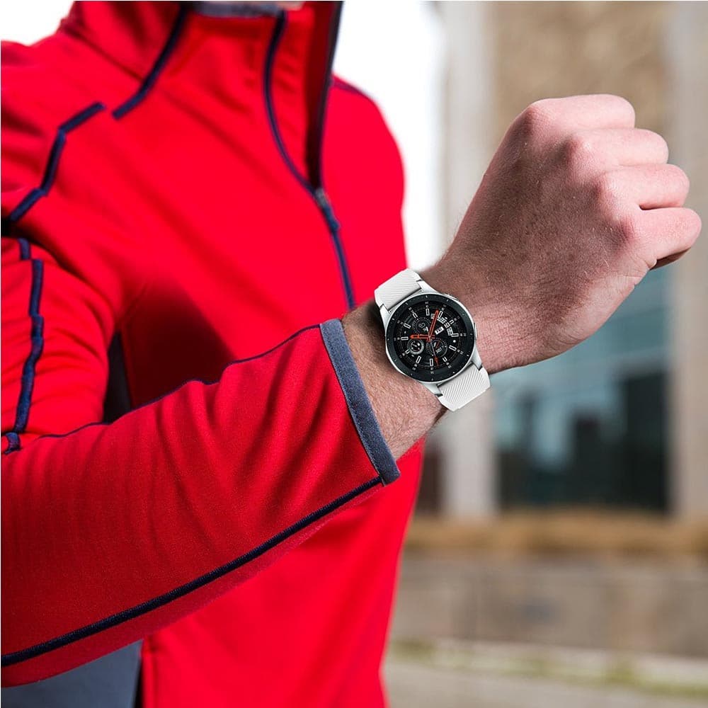 Silikonarmband Twillmönster för Samsung Galaxy Watch 46 mm - Vit