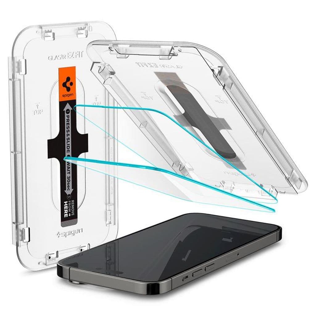 Spigen Skärmskydd iPhone 14 Pro – Glas.Tr Ez Fit + applikator – 2-pack