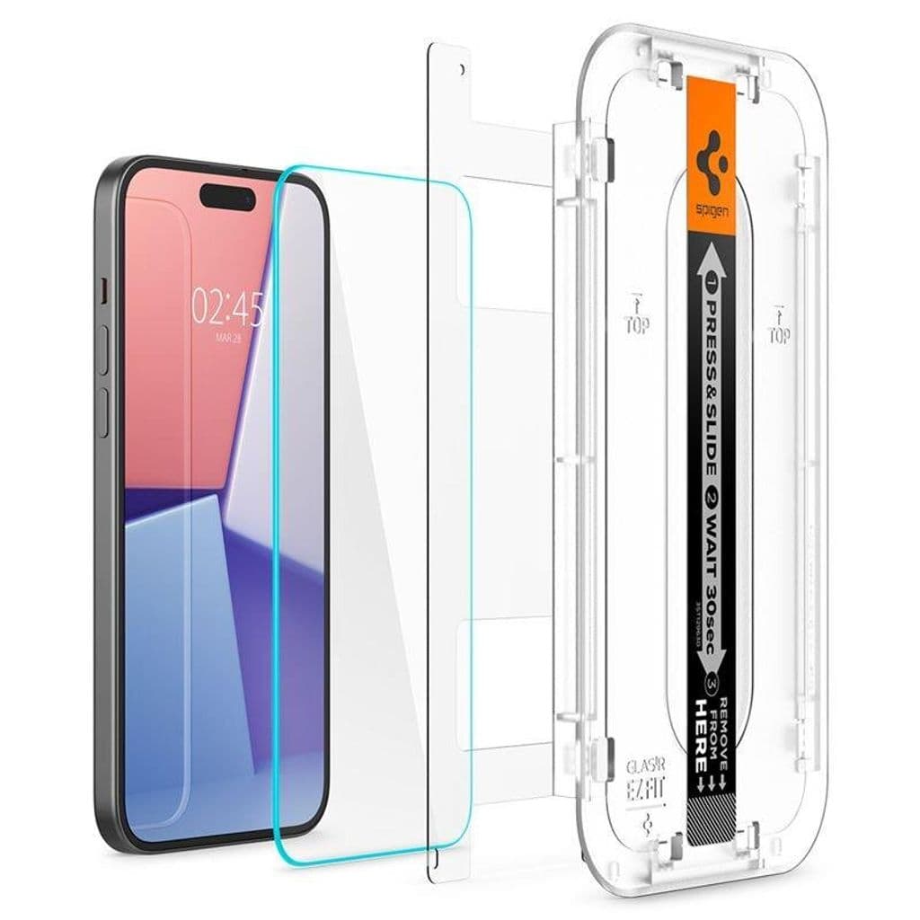 Spigen iPhone 15 Pro Max Glas.Tr "Ez Fit" Skärmskydd Härdat Glas, 2-Pack - Clear