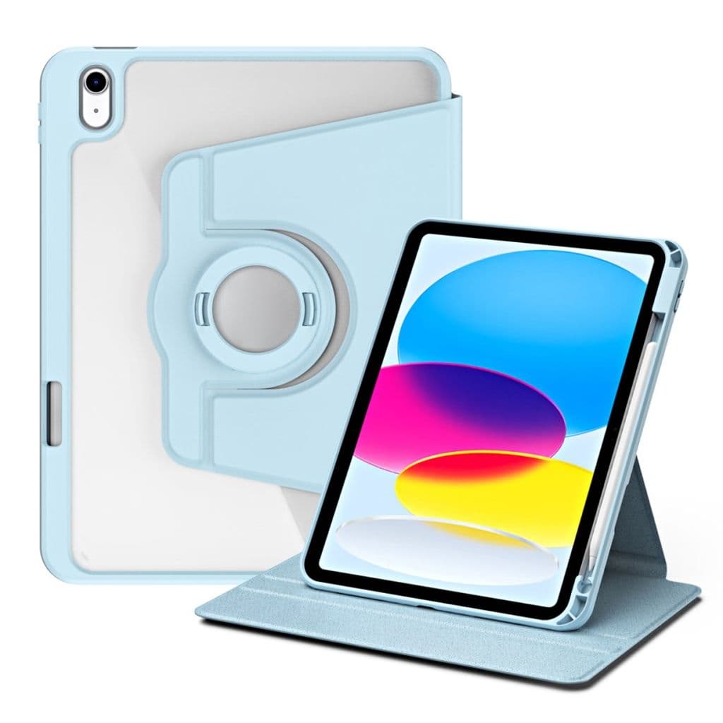 iPad 10.9" 2022 / iPad 11" 2025 Fodral med roterbart stativ - Ljusblå