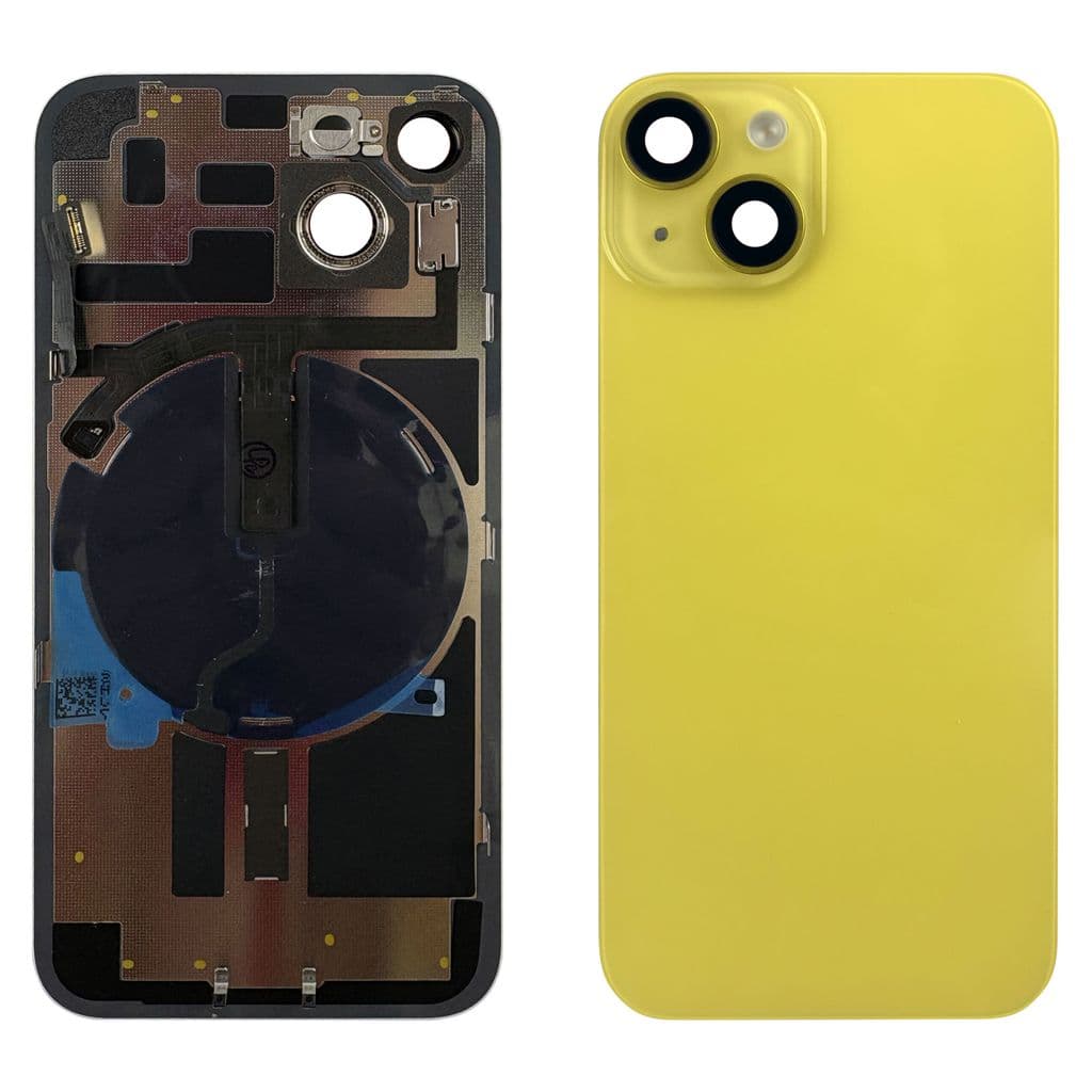 iPhone 14 Baksida med smådelar - Gul