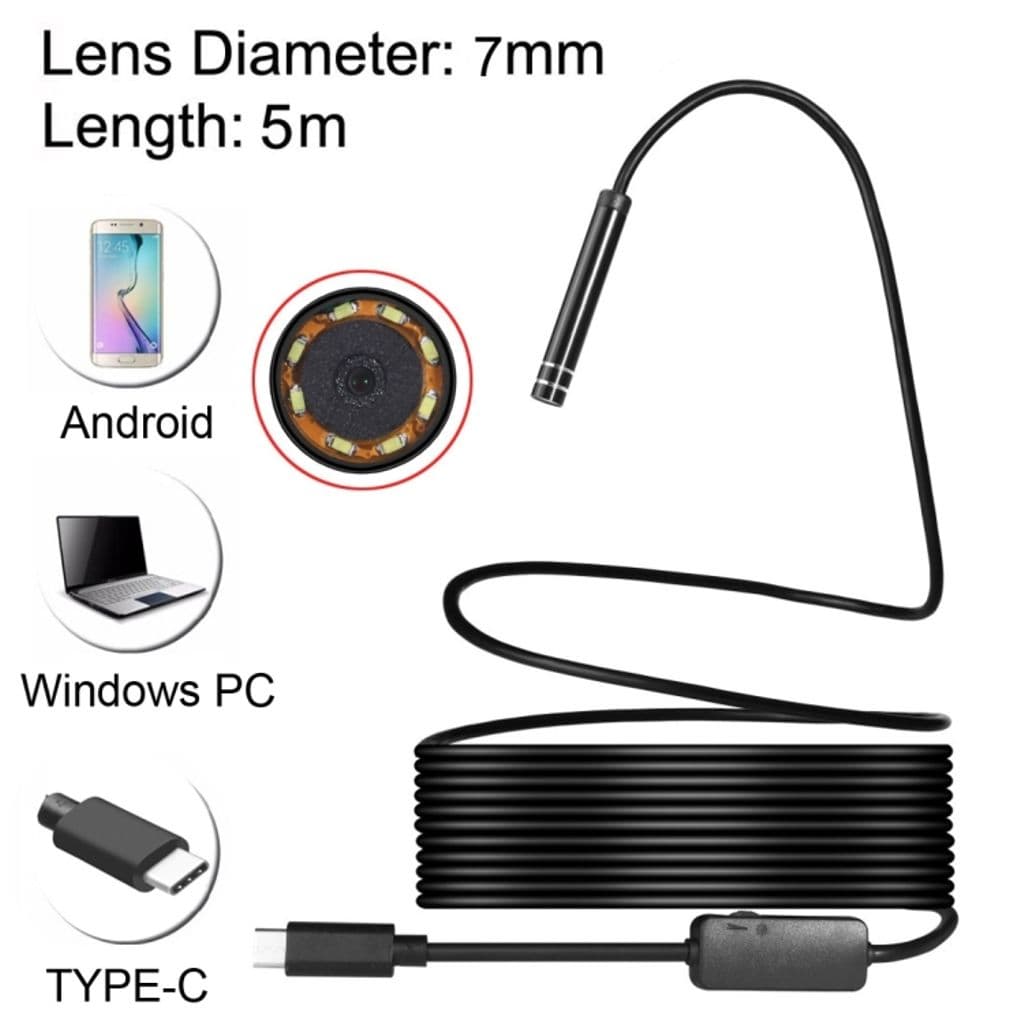 Vattentålig Inspektionskamera 5m USB-C för PC & Android - Svart