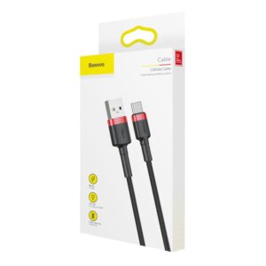 Baseus Cafule USB till USB-C Kabel, 3A, 1m - Röd/Svart