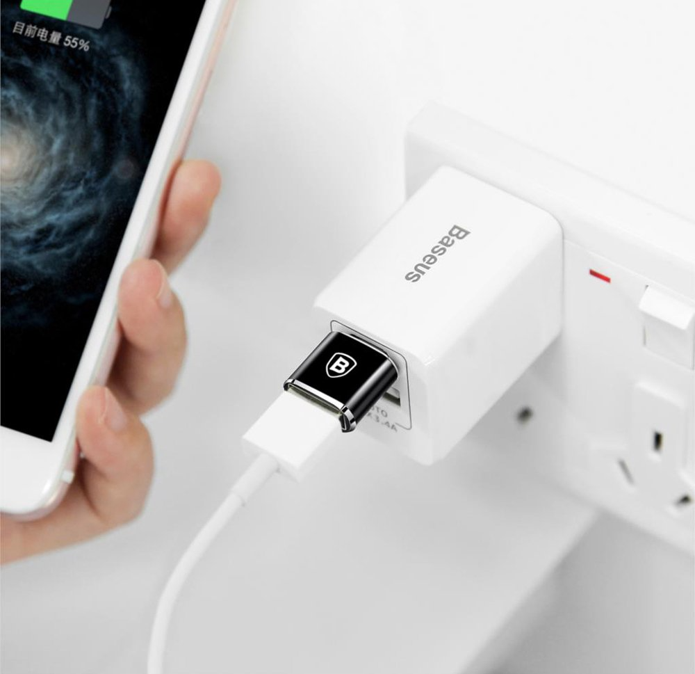 Baseus Adapter USB-A hona till USB-C hane OTG - Svart