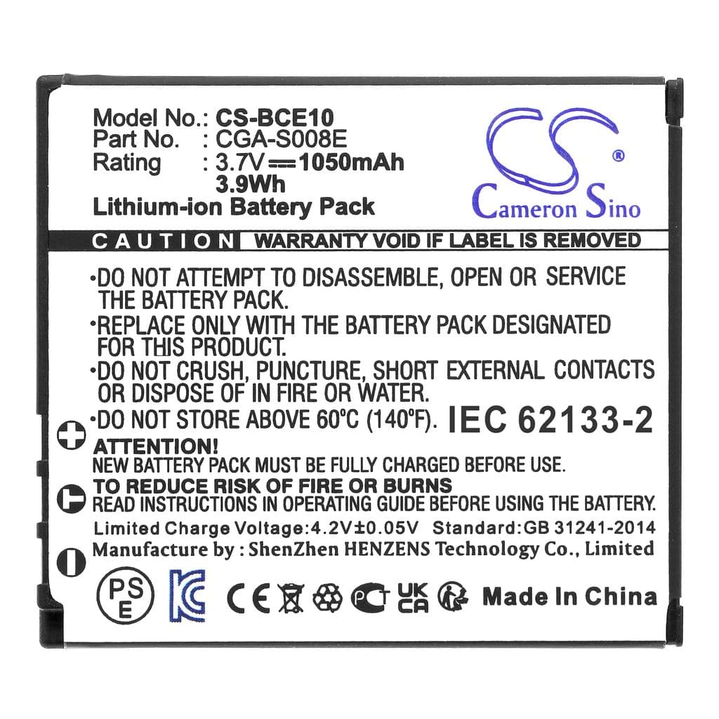 Batteri till CGA-S008/DMW-BCE10/VW-VBJ10 ersättningsbatteri
