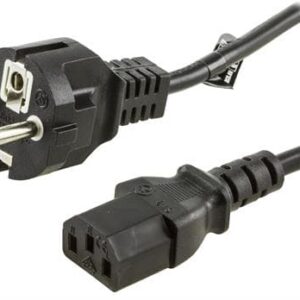 Jordad Apparatkabel CEE 7/7 till IEC C13, rak – 0,5m – Svart