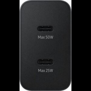 Samsung 50W reseladdare Duo 3A, 2 x USB-C med USB-C-kabel - Svart