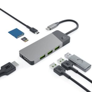 Green Cell Adapter HUB Connect 7in1 med 3x USB-A, HDMI, USB-C, SD, microSD