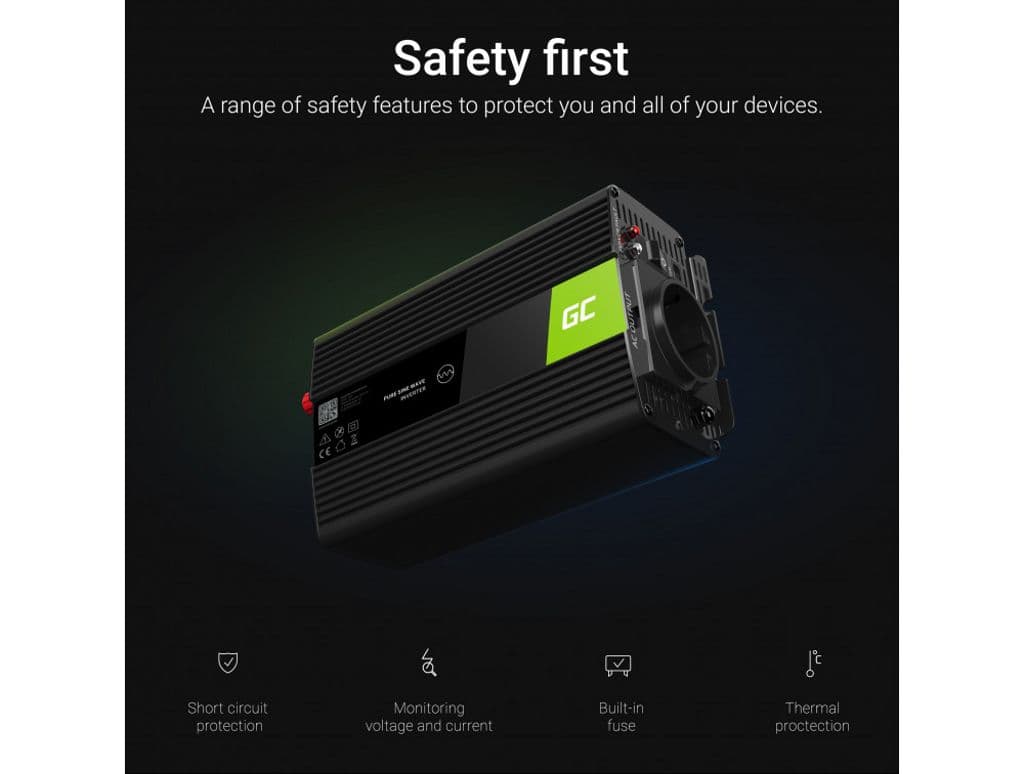 Green Cell Power Inverter 12V till 230V 150W/300W Modifierad sinusvåg