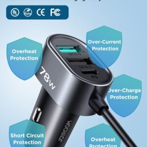 Joyroom 72W högeffekt USB-billaddare 3xUSB-A 3.0 & 2xUSB-C 3.0