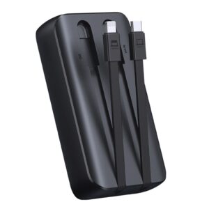 Joyroom 30W 10000mAh mini Power Bank med inbyggda kablar, USB-A & USB-C - Vit