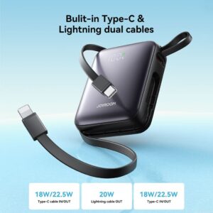 Joyroom 22,5W snabbladdning Power Bank 10000mAh med dubbla kablar - svart