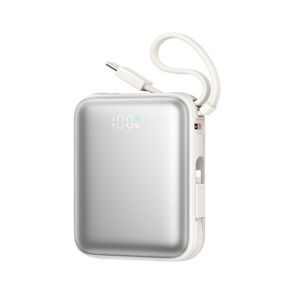Joyroom 22,5W snabbladdning Power Bank 10000mAh med dubbla kablar - vit