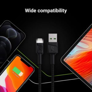 Green Cell Cable Ray USB-A - Lightning LED 2m, snabbladdning Apple 2.4A