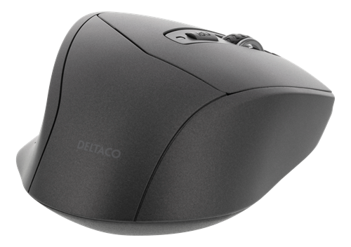 DELTACO Tyst Bluetooth-Mus, 800-1600 DPI - Mörkgrå
