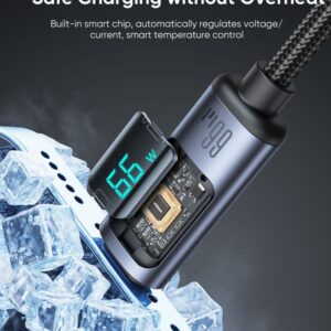 SiGN Prism Series 66W USB-A till USB-C-kabel med skärm, 1,2 m - svart