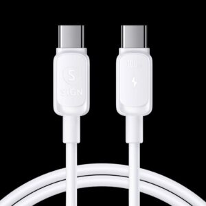 SiGN USB-C till USB-C Kabel – Snabbladdning 100W, 1.2 m, Vit