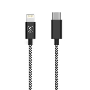 SiGN Skin USB-C till Lightning Kabel 2.4A, 0.25m - Svart/Vit