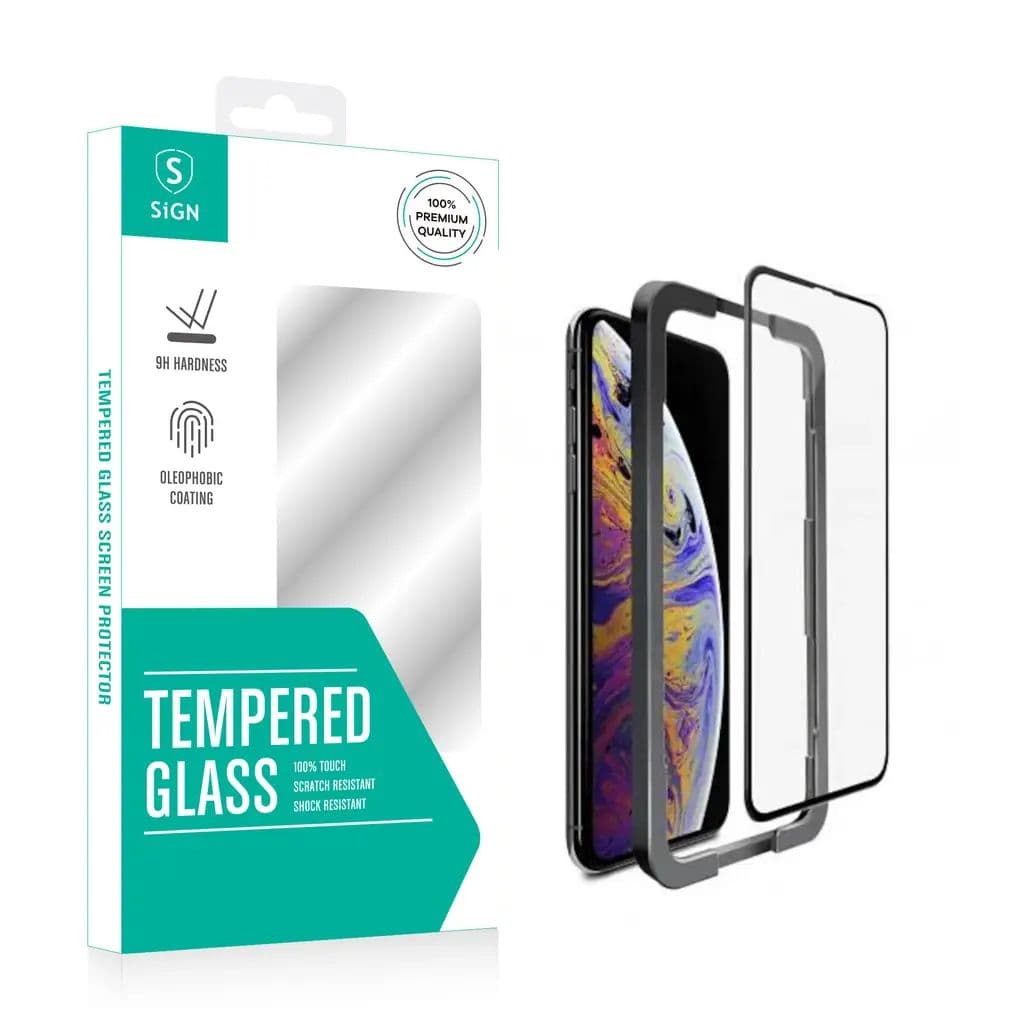 SiGN Heltäckande Skärmskydd i Härdat Glas iPhone 15 Pro Max med Monteringsram