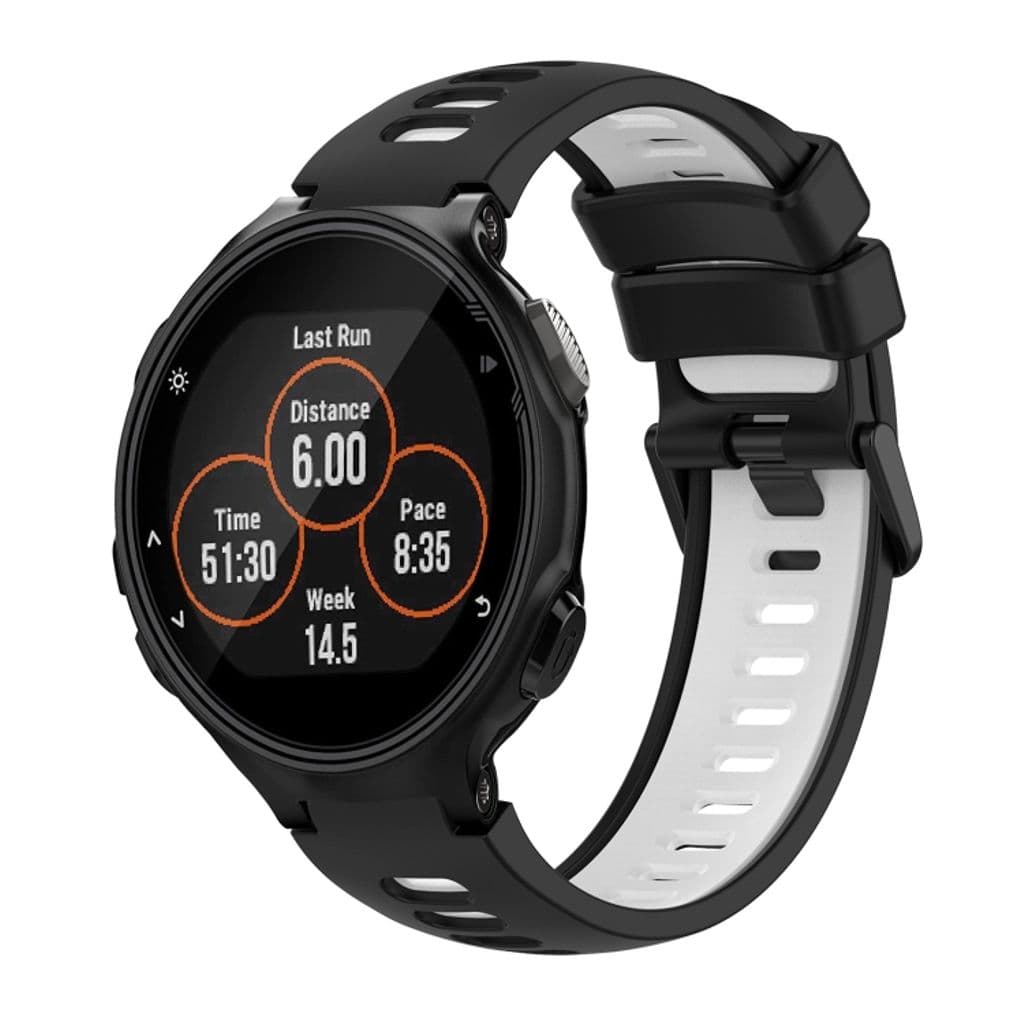 Garmin Forerunner 735 / 735XT Tvåfärgat klockarmband i silikon - Svart/Vit
