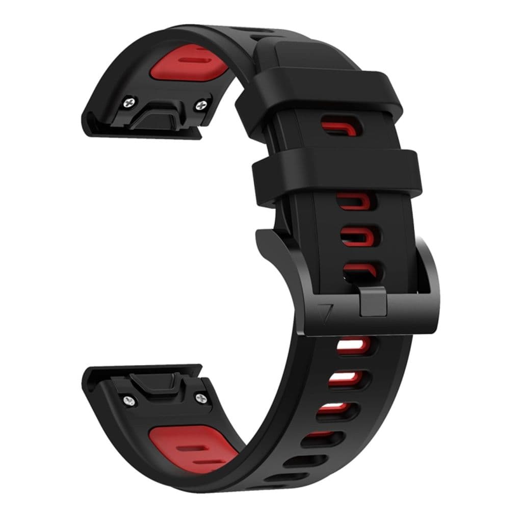 Garmin Fenix 6 Sapphire GPS Tvåfärgat Klockarmband i Silikon - Svart / Röd
