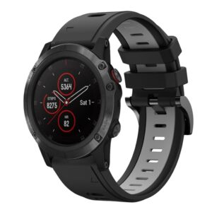 Garmin Fenix 5X etc. Solar etc. Klockarmband i silikon - Svart/Grå