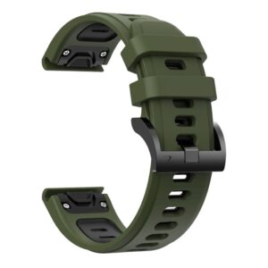 Garmin Fenix 5X etc. Solar etc. Klockarmband i silikon - Grön/Svart